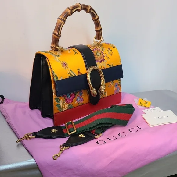 GUCCI Dionyso Bamboo Leather Handbag - Picture 3 of 17